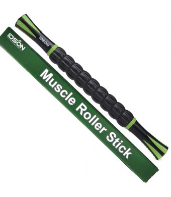 IDSON Muscle Roller Stick Athletes- Body Massage Sticks Tools-Muscle Roller Massager Relief Muscle Soreness,Cramping Tightness,Help Legs Back Recovery,Black Green