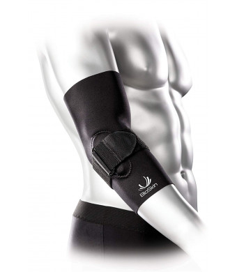BioSkin Tennis Elbow Brace - Elbow Compression Sleeve with Support Strap and Gel Pad - For Tennis Elbow and Golfer's Elbow and Tendinitis
