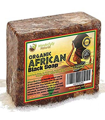 Wonderfully Natural African Black Soap | 100% Organic 1lb Bar | Acne Treatment | Eczema Soap | 60 day Satisfaction Guarantee