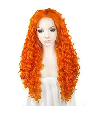 Ebingoo Long Curly Orange Synthetic Lace Front Wig For White Women N18 3200