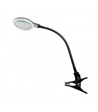 Brightech- LightView Flex LED Magnifier Clamp Lamp- Gooseneck Light for Desk, Table and Easel Use  Daylight Super Bright, Perfect for Reading, Hobbies, Task Crafts or Workbench- Black