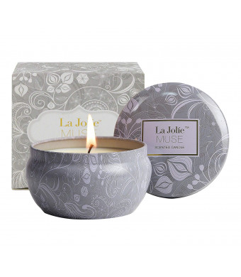 LA JOLIE MUSE Scented Candles Blue Lotus Aromatherapy Candle Soy Wax, 8.1oz Stress Relief Travel Tin, Fresh and Clean