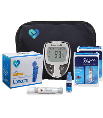 Contour NEXT Blood Glucose Diabetes Testing Kit, 100 Count | STARTER KIT + 100 REFILLS