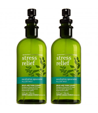 Bath and Body Works Aromatherapy Stress Relief Eucalyptus Spearmint Pillow Mist, 5.3 Fl Oz, 2-Pack (Packaging May Vary)