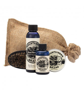 Beard Care Kit by Mountaineer Brand: All-Natural, Complete Beard Care in one Kit (WV Coal) Includes: Beard Oil, Beard Balm, Beard Wash, and Beard Brush
