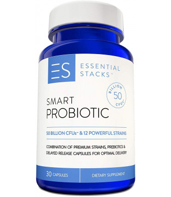50 Billion Probiotic Supplement - With 12 Premium Strains, 250mg Prebiotics and Delayed Release Capsule Technology For Optimal Delivery. Refrigeration Optional