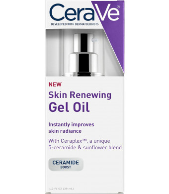 CeraVe Skin Renewing Gel Oil - Face Gel Oil/Face Moisturizer Booster for use Before Applying or Combined with Face Lotion, Night Cream, Wrinkle Cream or Anti Aging Face Cream, 1 oz