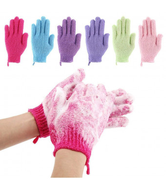 Codream 6 Pair Bath Exfoliating Gloves Nylon Shower Gloves, Bath Scrubber, Body Spa Massage Dead Skin Cell Remover Valentine's Gifts for Women Men