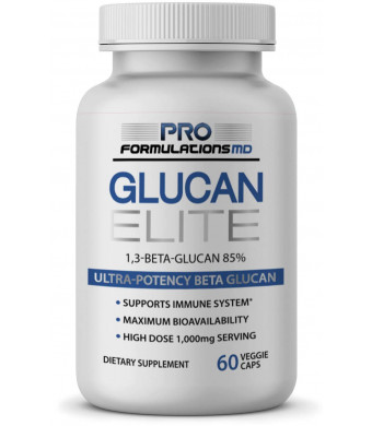 Glucan Elite  85% Beta 1,3D Glucan 500mg - 60 vcaps | 85% Minimum Active 1,3 Linkage Ultra-Potency Beta Glucan  Highest Bioavailability with BGF-Immune