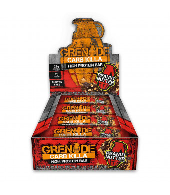 Grenade Nutrition - Grenade Carb Killa Protein Bar - High Protein, Low Carb Protein Supplement Bars (Peanut Nutter, 12 Bars)