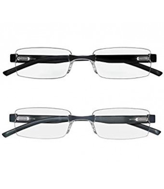 Reading Glasses Set of 2 Rimless Ultra Lightweight Comfort Glasses for Reading for Men and Women