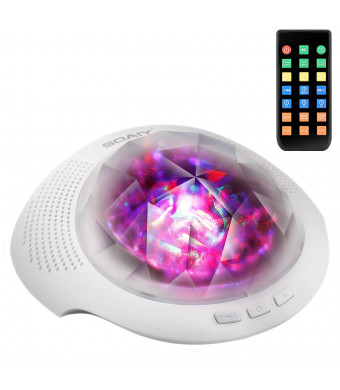 SOAIY Colorful Aurora Led Night Light and Sleeping Sound Machine with Remote,Timer,Built-in Bluetooth Speaker for Kids, White