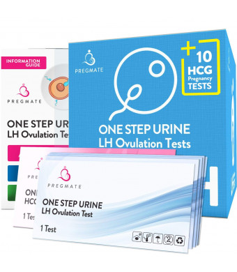 PREGMATE 40 Ovulation (LH) and 10 Pregnancy (HCG) Test Strips Predictor Kit (40 LH + 10 HCG)