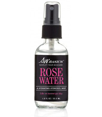 S.W. Basics Rosewater Facial Mist, Hydrating and Cleanser Face Spray, Organic and Cruelty Free, 1.8 fl oz