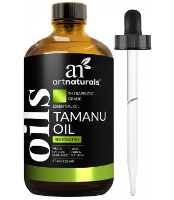 ArtNaturals 100% Pure Extra-Virgin Tamanu Oil  (4 Fl Oz / 120ml)  for Skin and Hair  Acne, Scars, Stretch Marks and Eczema - Relief for Dry Skin and Blisters