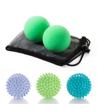 Rubber Yoga Massage Ball with Spike - Deep Tissue Foot Massager - Spiky and Lacrosse Balls to Improve Reflexology and Mobility - Trigger Point Roller for Myofascial Release and Plantar Fasciitis