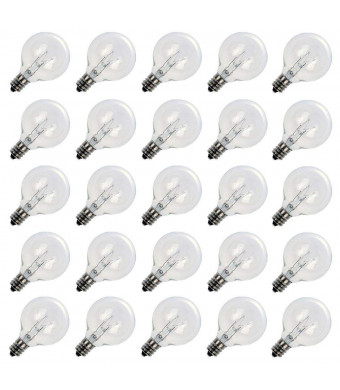 25 Pack Clear G40 Globe Bulbs With Candelabra Screw Base, E12 Candelabra Base Light Glass Bulbs