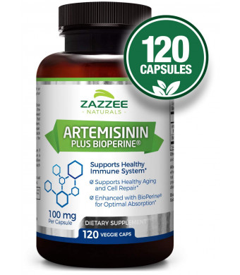 Artemisinin | 100 mg per Capsule | 120 Veggie Capsules | 4 Month Supply | Plus 5 mg BioPerine for Enhanced Absorption | Vegetarian/Vegan | Supports Healthy Aging and Cell Repair