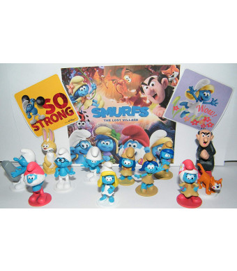 Smurfs and the Lost Village Deluxe Figure Toy Set of 14 with Figures and Stickers Featuring the Classic Smurfs and Many New Smurf Characters including Bunny Bucky!