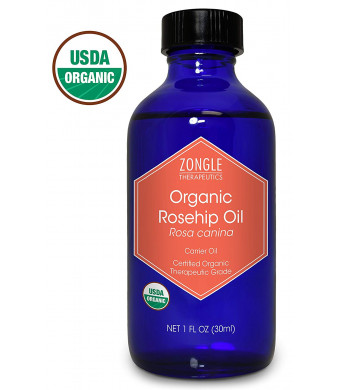 Zongle USDA Certified Organic Rosehip Oil, Rosa Canina, Cold Pressed, 1 oz