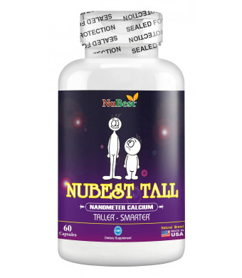 Maximum Natural Height Growth Formula - NuBest Tall 60 Veggie Capsules - Herbal Peak Height Pills - Grow Taller Supplements - Nanometer Calcium - Doctor Recommended