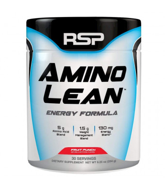 RSP AminoLean - Amino Energy + Fat Burner, Pre Workout, Amino Acids and Weight Loss Powder for Men and Women, Fruit Punch, 30 Servings