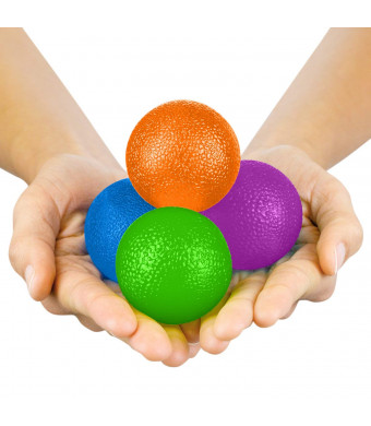 Vive Hand Exercise Balls - Grip Strengthening Physical, Occupational Therapy Kit - Squishy Stress, PT, Arthritis Pain Relief Workout Set - Fidget Finger Muscle Squeeze Resistance Strength Egg Trainers