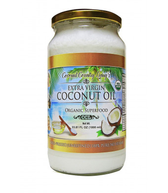Organic Coconut Oil 33.81 Oz Extra Virgin Cold-Pressed for Hair, Skin, Beauty and Cooking