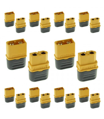 Amass 10 Pair XT60H Bullet Connector Plug Upgrated of XT60 Sheath Female and Male Gold Plated For RC Parts