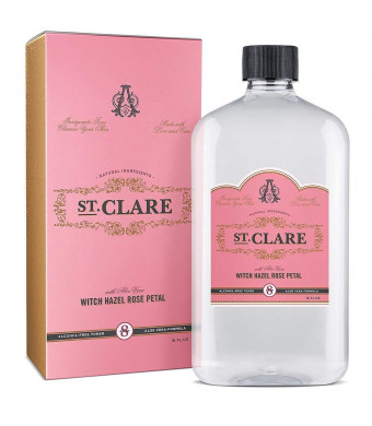 St Clare Alcohol-Free Witch Hazel 16oz  Rose Petal and Aloe Vera Natural Toner for Face and Skin