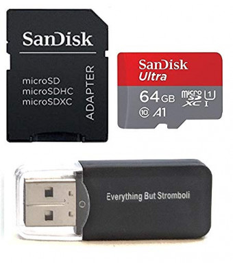 64GB Sandisk Micro Memory Card works with DJI Spark, Mavic Drone Video Camera Quadcopter SDXC MicroSD TF Flash 64G Class 10 with Everything But Stromboli Card Reader