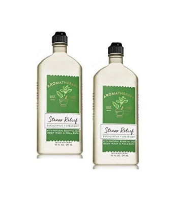 Bath and Body Works 2 Pack Aromatherapy Stress Relief Eucalyptus and Spearmint Shower Gel. 10 Oz.