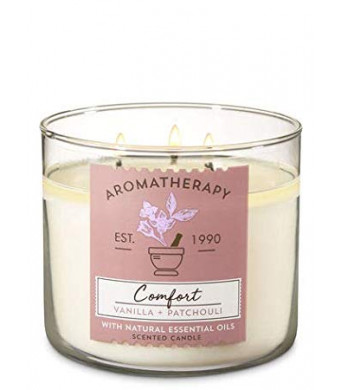 Bath and Body Works White Barn Aromatherapy Comfort Vanilla Patchouli Candle 3 Wick 14.5 Ounce