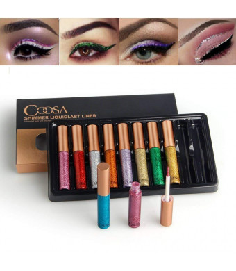 Coosa Glitter Liquid Eyeliner 10PCS 10 Colors Long Lasting Waterproof Sparkling Eyeliner Eye Shadow  10PCS ...