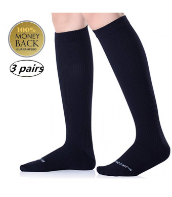 3 Pack Men's Compression Socks,Running Compression Socks 20-30mmhg for Travel,Flight,Maternity,Athletics,Nurse-Medical Care Grade  for Shin Splints,CirculationandRecovery,Calf and Leg Pain (L/XL)