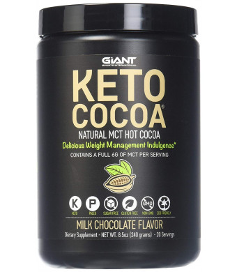 Giant Sports Keto Cocoa - Sugar Free Hot Chocolate with MCTs for Low Carb Ketogenic and Paleo Diet, Gluten Free, 20 Servings