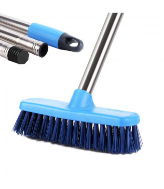 MEIBEI Floor Scrub Brush with Adjustable Long Handle-47.3", Stiff Bristle Grout Brush Tub and Tile Brush for Cleaning Bathroom, Patio, Kitchen, Wall and Deck