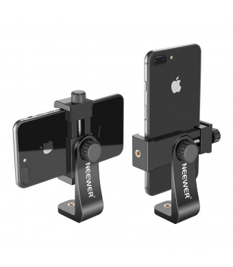 Neewer Smartphone Holder Vertical Bracket with 1/4-inch Tripod Mount - Phone Clip Tripod Adapter for iPhone Xs MAX/XS/ XR/X/ 8, Samsung S9+/ S9/ S8 and Other Phones Within 1.9-3.9 inches Width
