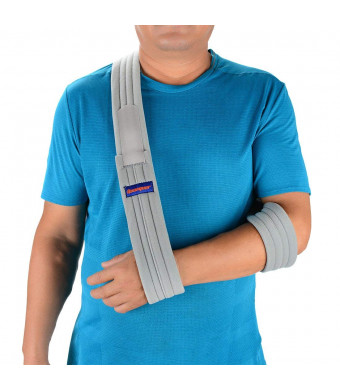 Arm Sling Shoulder Immobilizer- Adjustable Arm Support Strap for Broken Arm Immobilizer Wrist Elbow Support- Fits Both Adults and Youths (Simple/Lightweight/Comfortable)