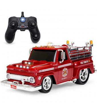 Best Choice Products 2.4 GHz Remote Control Fire Engine Truck w/ Lights, Rechargeable Batteries, USB Cable - Red/Black