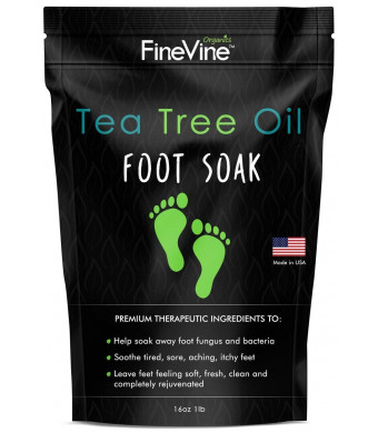 Tea Tree Oil Foot Soak with Epsom Salt - Made in USA - for Toenail Fungus, Athletes Foot, Stubborn Foot Odor Scent, Fungal, Softens Calluses and Soothes Sore Tired Feet.