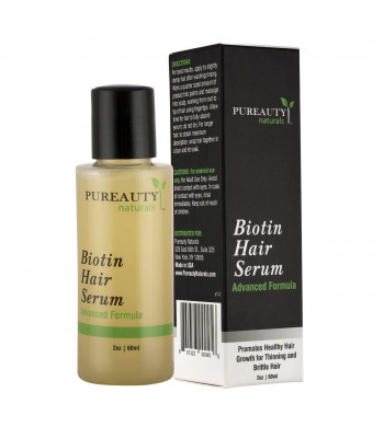 Biotin Hair Growth Serum by Pureauty Naturals  Advanced Topical Formula to Help Grow Healthy, Strong Hair  Suitable For Men and Women Of All Hair Types  Hair Loss Support