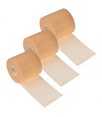 BBTO 3 Pieces Foam Underwrap Sports Pre-wrap Athletic Tape, 2.75 Inch by 30 Yards (Beige)