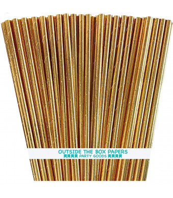 Gold Foil Paper Straws - 7.75 inches - Pack of 100 - Outside The Box Papers Brand