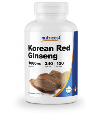 Nutricost Korean Ginseng 500mg, 240 Capsules - 1000mg Extra Strength Serving Size - Korean Red Ginseng - Gluten Free and Non-GMO