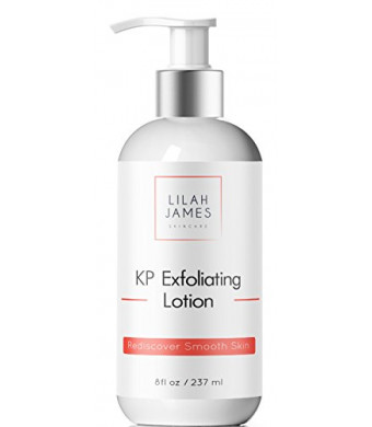 Lilah James KP Exfoliating Lotion 8oz - 14% Glycolic Acid and 2% Salicylic Acid For Smooth Skin, Reduces Red Bumps From Keratosis Pilaris, Fragrance Free