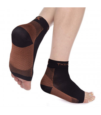 Thx4 Copper Compression Recovery Foot Sleeves for Men and Women, Copper Infused Plantar Fasciitis Socks for Arch Pain, Reduce Swelling and Heel Spurs, Ankle Sleeve with Arch Support-L/XL