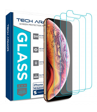 Tech Armor Apple iPhone X/Xs Ballistic Glass Screen Protector [3-Pack] Case-Friendly Tempered Glass, 3D Touch Accurate Designed for New 2018 Apple iPhone Xs