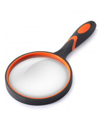 Magnifying Glass 3X Handheld Reading Magnifier - 100MM Large Magnifying Lens with Non-Slip Soft Handle for Book Newspaper Reading, Insect and Hobby Observation, Classroom Science, Great Kids Toys