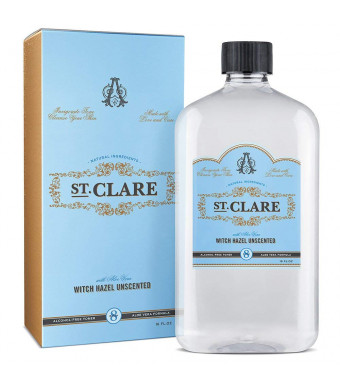 St Clare Alcohol-Free Witch Hazel 16oz  Unscented Aloe Vera Natural Toner for Face and Skin
